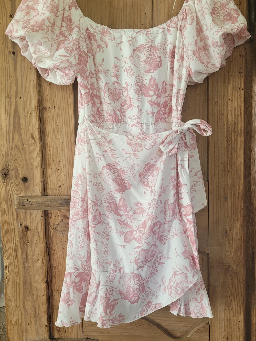Floral Wrap Midi Dress in Blush Pink